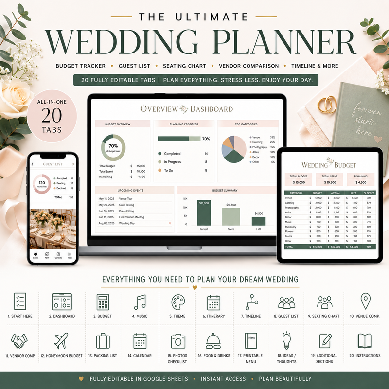 Ultimate Wedding Planner | Budget, Guest List, Seating Chart, Vendors & More