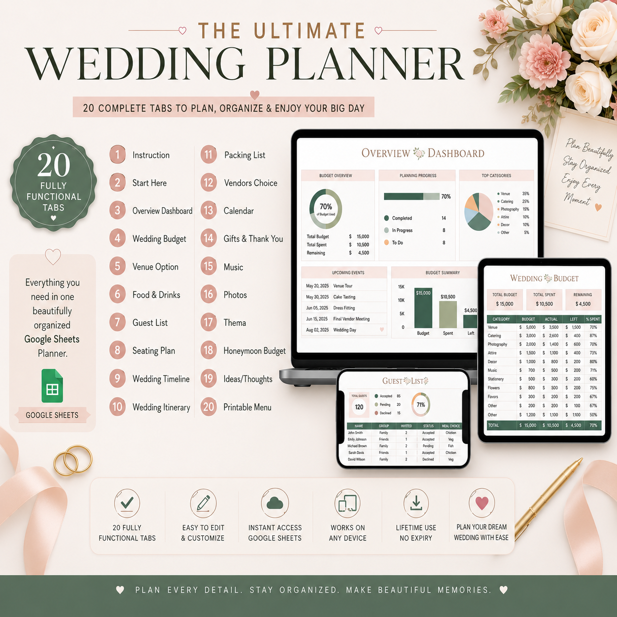 Ultimate Wedding Planner | Budget, Guest List, Seating Chart, Vendors & More