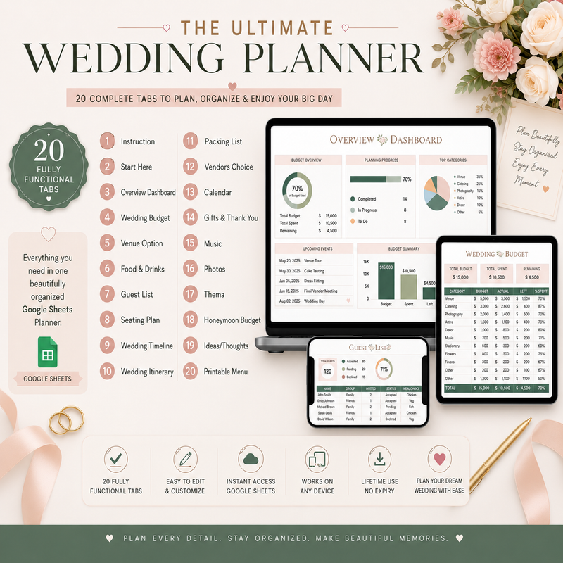 Ultimate Wedding Planner | Budget, Guest List, Seating Chart, Vendors & More