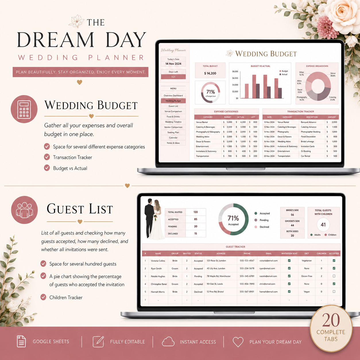 Ultimate Wedding Planner | Budget, Guest List, Seating Chart, Vendors & More